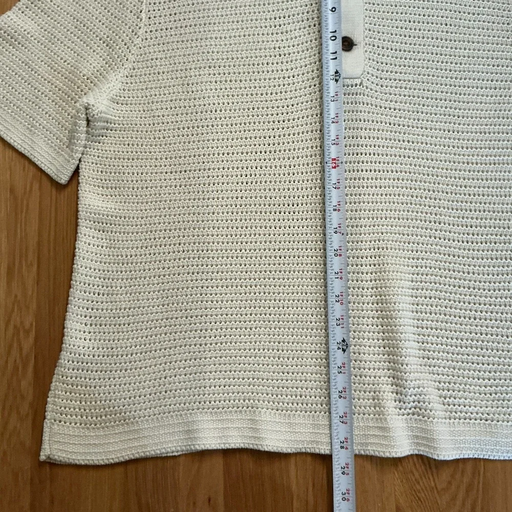 Abercrombie & Fitch Open Knit Polo Ivory XL Cotton Resort Grandpa Core Luxury - Picture 6 of 6